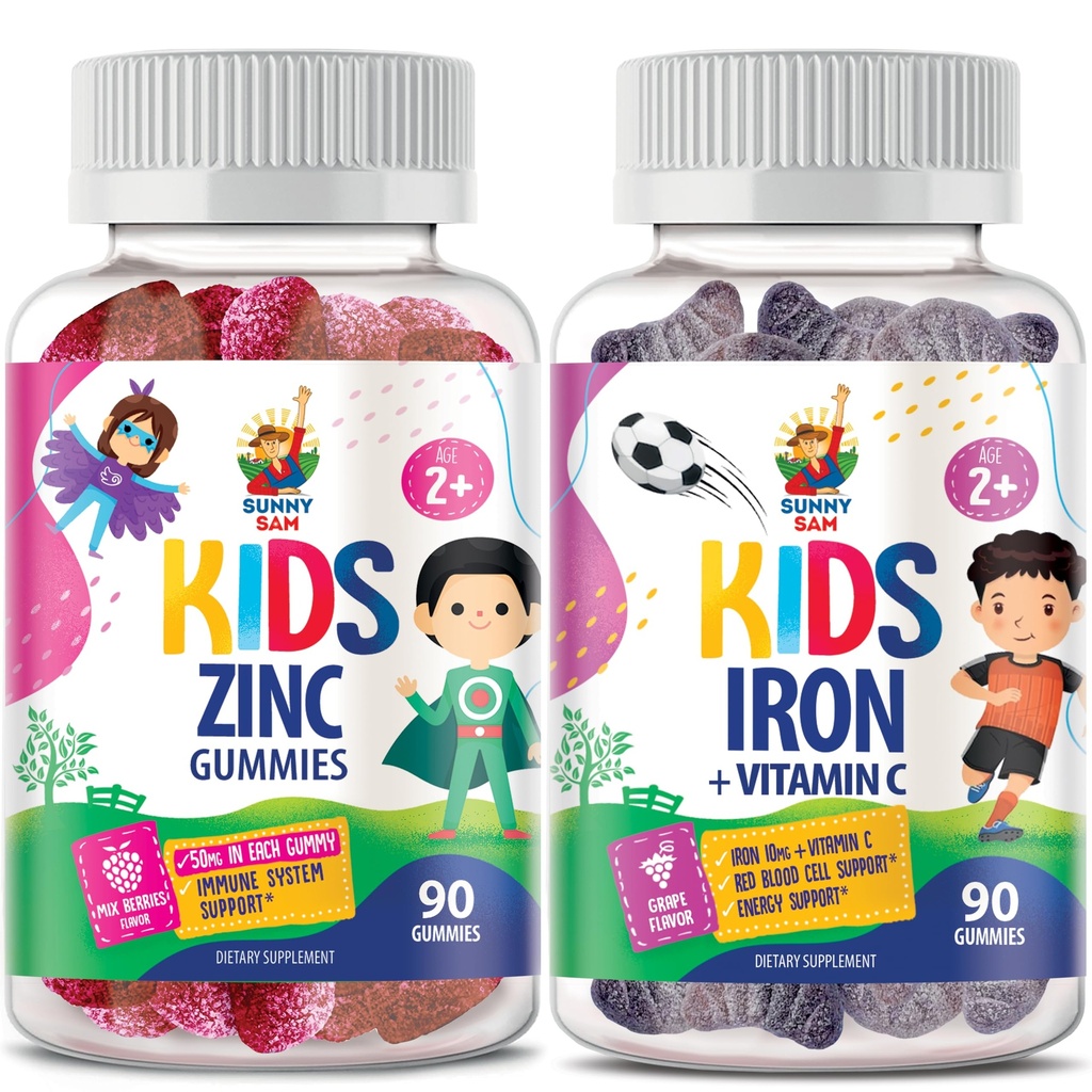 Iron Gummies για παιδιά & ψευδάργυρος Gummies για παιδιά. Βιταμίνες σιδήρου με βιταμίνη C. Ψευδάργυρος Μασώμενη Gummy για την υποστήριξη του ανοσοποιητικού - Ισχυρό Φυσικό Αντιοξειδωτικό Μη ΓΤΟ συμπλήρωμα για τα παιδιά άνδρες Γυναίκα Ενήλικες