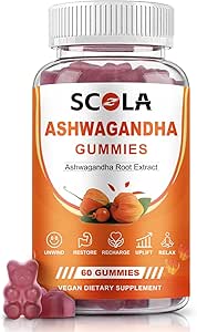 Ashwagandha Gummies, ήρεμοι Gummies με ρίζα Ashwagandha εκχύλισμα βιταμίνης D ψευδάργυρου, Ashwagandha συμπλήρωμα για την ισορροπία άγχος ύπνου, Vegan, μη-GMO, χωρίς γλουτένη, 60 κόμης