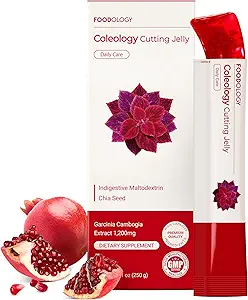 FOODOLOGY Coleology Cutting Jelly (10 Days) - Garcinia Cambogia (HCA) Jelly Sticks. Delicious Pomegranate Flavored. Chia Seeds, Collagen.
