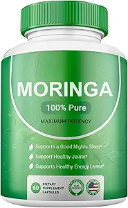 Moringa Powder Capses - 800mg Pure Nutrient-Rich Moringa Powder - Ένα Φυσικό Πράσινο Αντιοξειδωτικό Superfood - Υποστηρίζει την ενέργεια, την υγεία των ορνίθων + Essential Vitamins & Amino Acids
