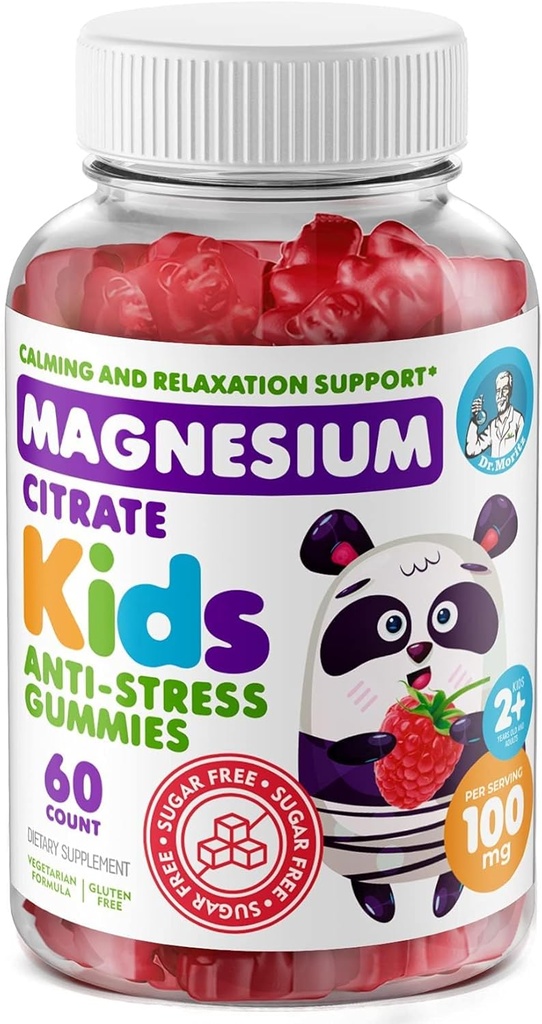 DR. MORITZ Sugar-Free Calm Magnesium Gummies for Kids and Adults - Μη-GMO Kids Magnesium Gummies - Βατόμουρο Γεύση - 1-Pack (60 Count)