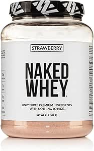 NAKED φράουλα σκόνη πρωτεΐνης Whey, μόνο 3 συστατικά, 25g χόρτο Whey πρωτεΐνη σκόνη, βοήθεια μυϊκή ανάπτυξη & ανάκτηση - 24 εξυπηρετούν