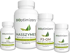 BiOptimizers - Essential Digestive Enzymes Bundle - P3-OM - Gluten Guardian - MassZymes - HCL Breakthrough - Doctor-Formulated (550 Capsules)