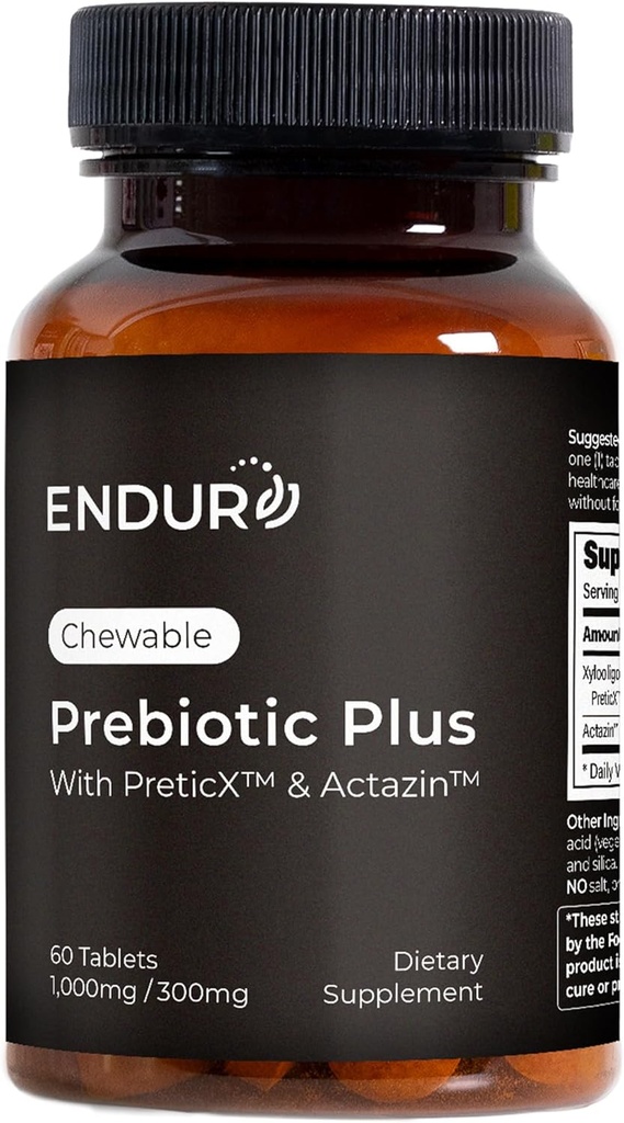 Προϊόντα αντοχής ENDUR Prebiotic Plus με Actazin & PreticX Complex, σας βοηθά να αισθανθείτε ελαφρύ, άνετο και αυτοπεποίθηση κάθε μέρα, χωρίς γλουτένη, 60 δισκία