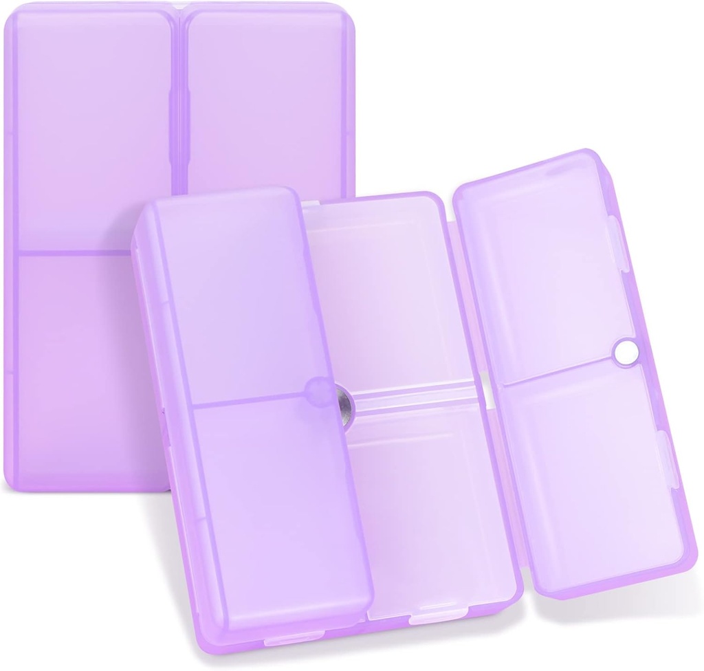FYY Daily Pill Organizer, 7 διαμερίσματα Φορητό χάπι υπόθεση Travel Pill Organizer, [Folding Design] Κουτί χάπι για Purse Pocket να κρατήσει βιταμίνες, Cod λάδι ήπατος, συμπληρώματα και φάρμακα-Καθαρό μωβ