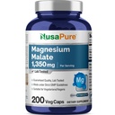 NusaPure Μαγνήσιο Μηλεϊκό 1350mg 200 Κάψουλες Veggie (Βέγκαν, Μη ΓΤΟ, Vegan)