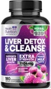 Gentle Liver Cleanse Detox & Repair Formula - Advanced Liver support Supplement with Silymarin Milk Thistle, Dandelion Root, Artichoke Extract, Turmeric, Choline, & Beetroot - 180 κάψουλες Veggie