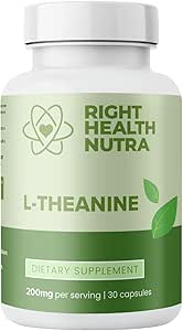 Right Health Nutra L-Theanine 200mg - 30 Capsules - L Theanine Supplement with 2X Strength