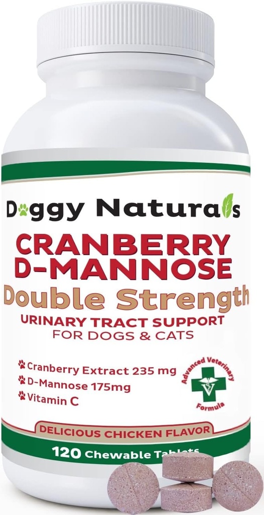 Cranberry D-Mannose για σκύλους και γάτες Ουρολοίμωξη Υποστήριξη Εμποδίζει και εξουδετερώνει UTI, Κολποκοιλιακή Λοιμώξεις Νεφρική Υποστήριξη, Αντιοξειδωτικό (διπλό δισκίο αντοχής, 120 κόμης)