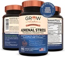 Grow Vitamin Adrenal Stress Advanced Formula, Organic KSM-66 Ashwagandha with AlphaWave L-Theanine, 5-HTP, Magnesium Blend - Everyday Stress Relief, Mood Support, Cognitive, Brain Health, 90 Capsules