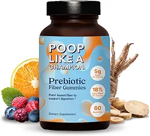 Poop Like a Champion Probiotic Gummies for Kids – USDA Organic, Vegan, Non-GMO, Gentle Digestive Health Support, 60 Gummies