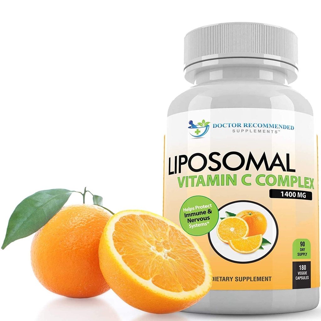 Λιποσωμική Βιταμίνη C 1400mg ανά Σερβίρισμα - 180 Κάψουλες Veggie Υψηλή Απορρόφηση Ασκορβικό οξύ, Lypo-Spheric Vitamin C Complex Immune Support Supplement with Powerful Antioxidants and Collagen Booster