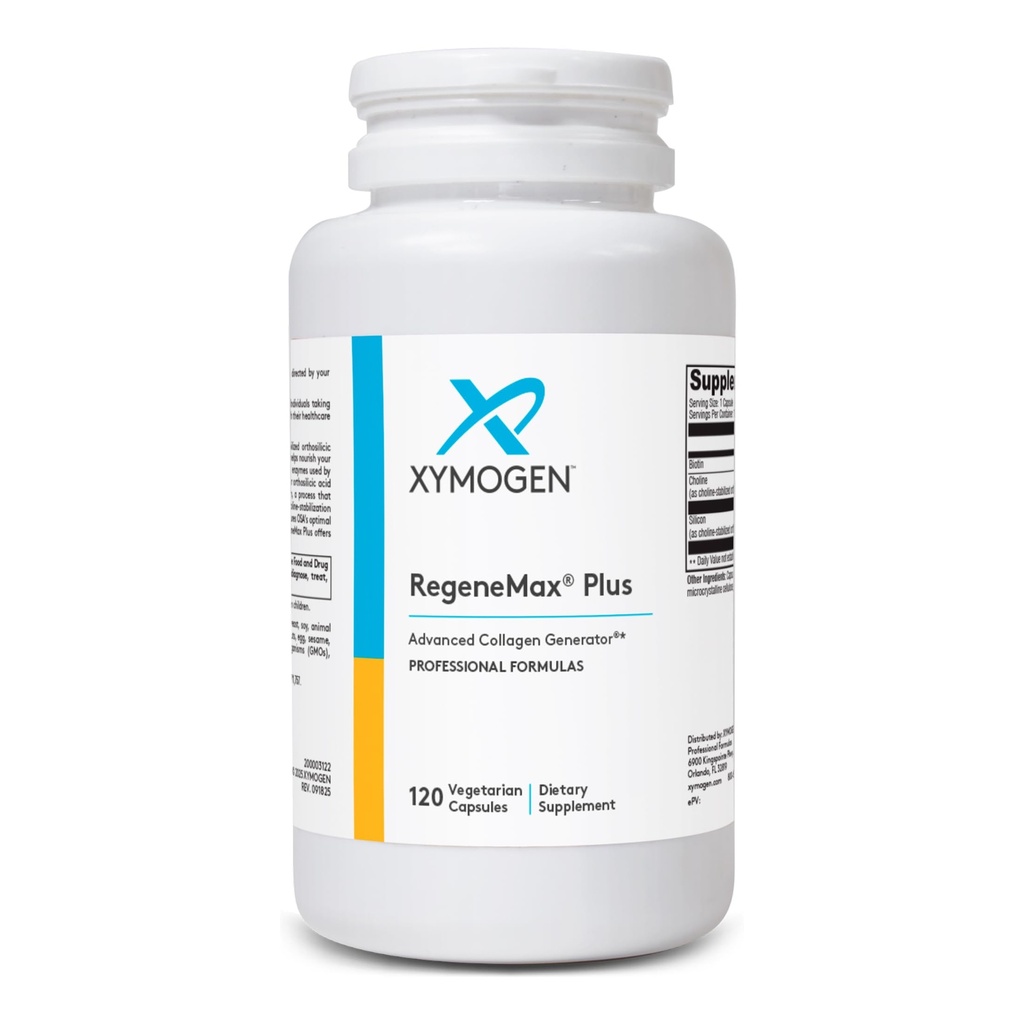 XYMOGEN RegeneMax Plus - Advanced Collagen Συμπληρώματα με Biotin & Clinically Tested Ch-OSA - Υποστηρίζει το δέρμα, τα μαλλιά, τα νύχια και την υγεία των οστών - Collagen για γυναίκες & άνδρες (120 κάψουλες)