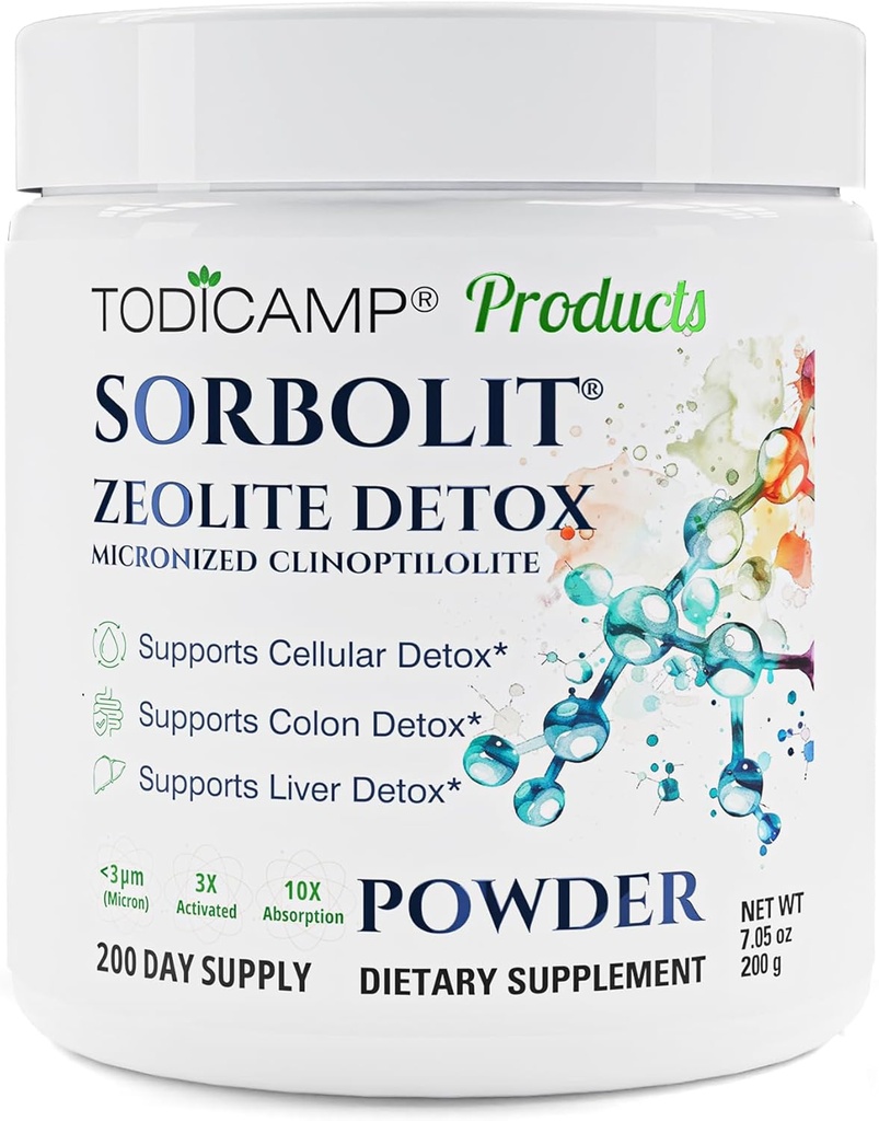 Sorbolit Zeolite Detox - 7.05 oz Ζεόλιθος συμπλήρωμα σκόνης για το πλήρες σώμα Detox - Καθαρισμός κόκκων, Κυτταρικό ήπαρ Detox 