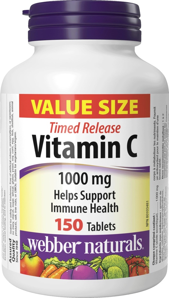 Webber Naturals Βιταμίνη C Timed Release 1000mg, 150 καρτέλες