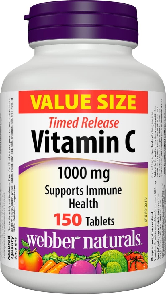 Webber Naturals Βιταμίνη C Timed Release 1000mg, 150 καρτέλες