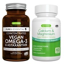 Vegan Omega-3 + σύμπλοκο ασβεστίου & μαγνησίου Vegan Bundle, Βιώσιμη EPA & DHA Algae Oil 1340mg + 2:1 Plant Based Algae Mineral Complex, by Igennus