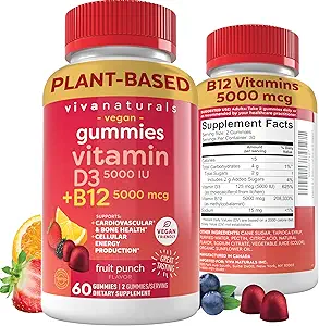 Vitamin B12 Gummies for Adults 5000mcg with Vitamin D3 5000 IU - Chewable B12 Vitamin 5000 MCG Gummies for Women, Vitamin D and B12 Gummy Vitamin