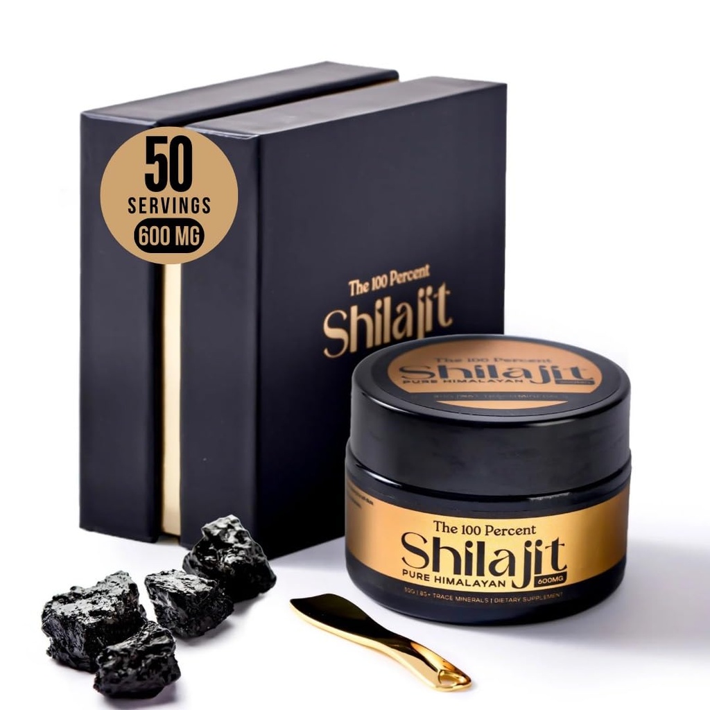 Pure Himalayan Shilajit for Men & Women 600mg, 50 Servings - Gold Grade, Lab Test Included, Maximum Potency Fulvic Acid with 85+ Trace Minerals Extracted from Highest Altitude