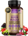 Βιολογικά Super Maqui Berry Κάψουλες - Superfood Powder - Εκχύλισμα Elderberry, Κράνμπερι, Ρόδι, Acai - Ξηρό Μάτι & Δάκρυα Υποστήριξη, Υγεία των Ούλων, Δέρμα - 60 Κάψουλες Vegan, Μη ΓΤΟ, Συμπλήρωμα Χωρίς Γλουτένη