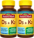 Nature Made Vitamin D3 K2, 5000 IU (125 mcg) Βιταμίνη D, Συμπλήρωμα διατροφής για τα οστά, τα δόντια, τους μυς και το ανοσοποιητικό υγεία υποστήριξη, 30 Softgels, 30 ημέρα προσφοράς - πακέτο των 2