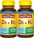 Nature Made Vitamin D3 K2, 5000 IU (125 mcg) Vitamin D, Dietary Supplement for Bone, Teeth, Muscle and Immune Health Support, 30 Softgels, 30 Day Supply - Pack of 2