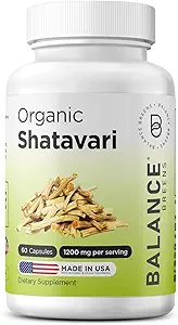 Βιολογικό Shatavari 1200mg, 60 κάψουλες - Βιταμίνες υποστήριξης της γαλουχίας, Ορμονική Ισορροπία για τις γυναίκες, Σπαράγγια Racemosus Root