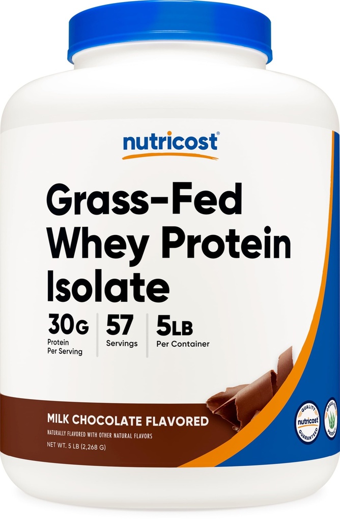 Nutricost Grass-Fed Whey Protein Isolate (Chocolate) 5LBS - Μη ΓΤΟ, Χωρίς γλουτένη, Φυσικές Γεύσεις