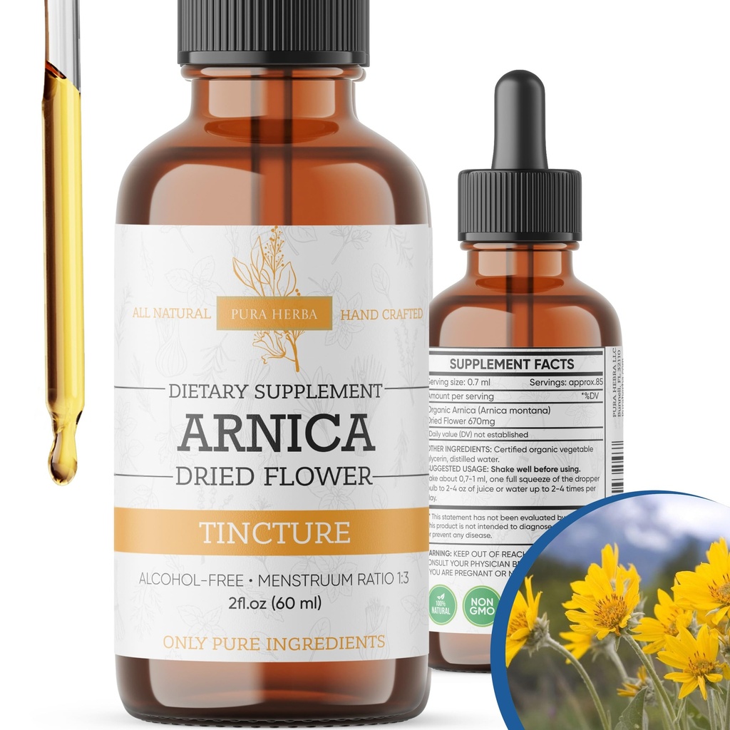 Arnica Liquid Extract – Χωρίς αλκοόλ, Vegan, υποστηρίζει την αποκατάσταση των μυών & κοινή άνεση, γρήγορη απορροφώντας την απόχρωση, Made in USA – 2 Fl Oz