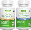 Super B-Complex + σύμπλοκο ψευδάργυρου Vegan Bundle, μεθυλιωμένο Συγκρότημα Παρατεταμένης Κυκλοφορίας Β + 25mg Χηλικός Ψευδάργυρος Picolinate & Διγλυκινικός με χαλκό, από Igenus