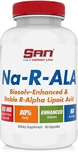 Na-R-ALA της SAN - Σταθεροποιημένο R-Alpha Lipoic Acid 125mg ανά υπηρεσία [Υψηλή Ικανότητα & Αυξημένη Απορρόφηση], 60 κάψουλες