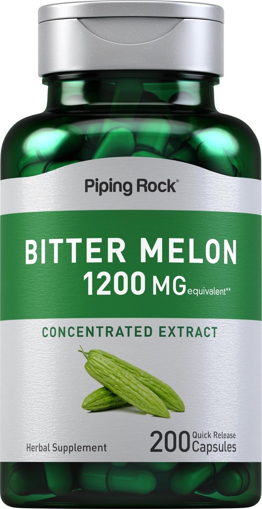 Piping Rock Bitter Melon Capsules | 200 Pills | Herbal Extract Supplement | Momordica Charantia | Non-GMO, Gluten Free