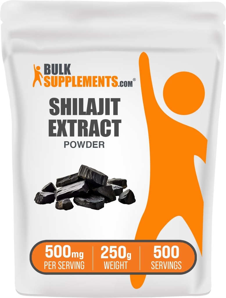 BulkSupplements.com Shilajit Extract Powder - Fulvic Acid Supplement, Shilajit Supplement - Χωρίς γλουτένη, 500mg ανά Σερβίρισμα σκόνης Shilajit, 250g (8,8 oz) (Συσκευασία του 1)