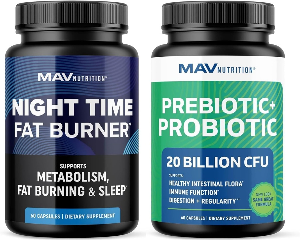 MAV NUTRITION Night Fat Burner Κάψουλες και Probiotic & Prebiotic Κάψουλες 