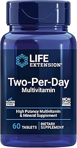 Life Extension Two-Per-Day Multivitamin – Daily Dose of Vitamins & Minerals for Men and Women - Complete Essential Vitamin Supplement for Energy, Health – Gluten-Free – Non-GMO – 60 Tablets