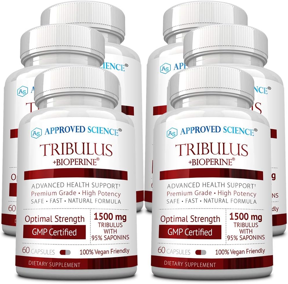 Approved Science Tribulus Terrestris - 360 Capsules - Boosts Testosterone, Enhances Athletic Performance, Supports Muscle Growth and Repair - 95% Furostanol Saponins - Bioperine - Vegan - 6 Bottles