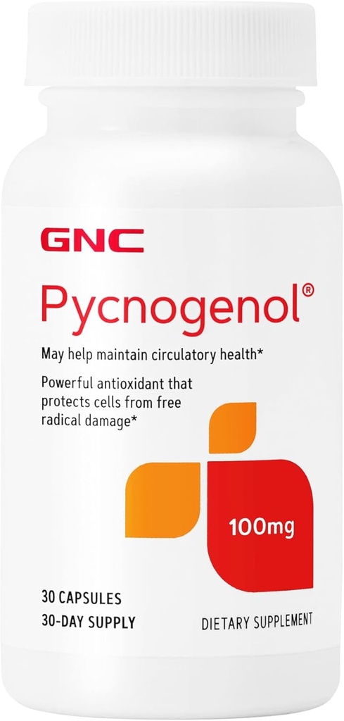 GNC Pycnogenol 100mg συμπλήρωμα, υποστηρίζει την κυκλοφορική υγεία, 30 υπηρεσίες