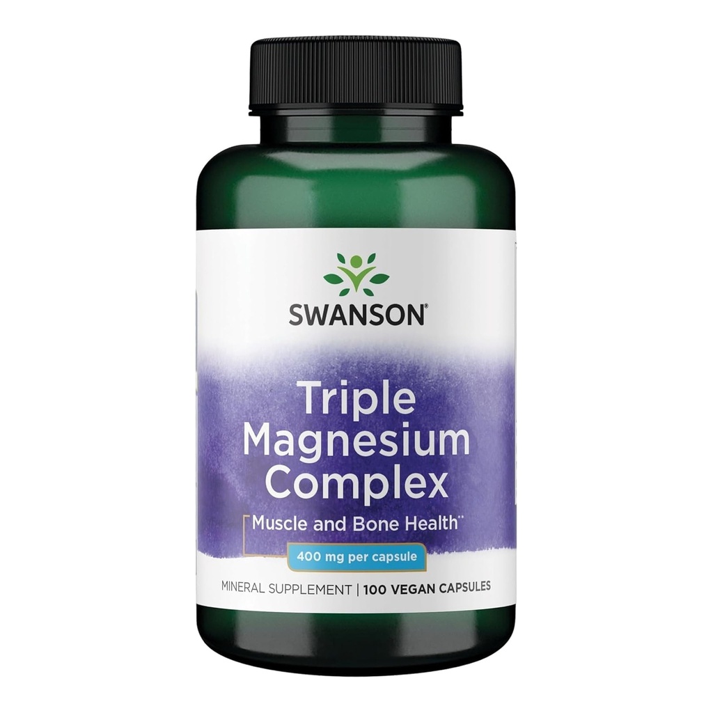 Swanson Triple Magnesium Complex - 100 κάψουλες, 400mg το καθένα