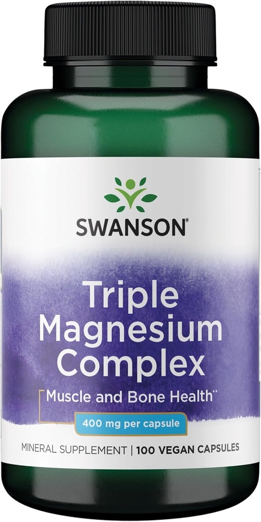Swanson Triple Magnesium Complex - 100 κάψουλες, 400mg το καθένα