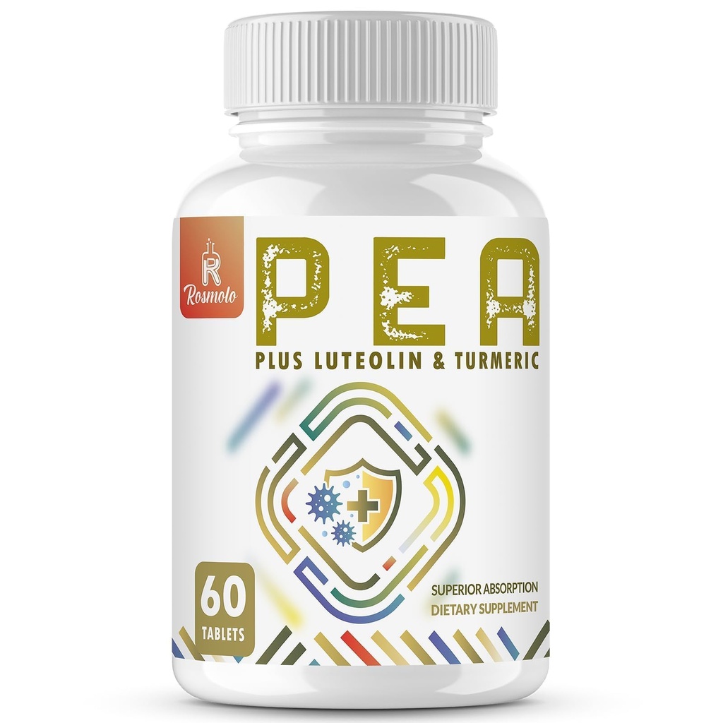 1500 MG Παλμιτοϋλοαιθανολαμίδιο με λουτεολίνη 98% & Κουρκουμάς, Υψηλή Απορρόφηση, Μικρονωμένο Συμπληρώματα Ρηπίων για τη Διαχείριση της Δυσφορίας - USA Made - 60 Tablets