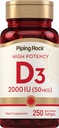 Piping Rock Βιταμίνη D3 2000 IU 