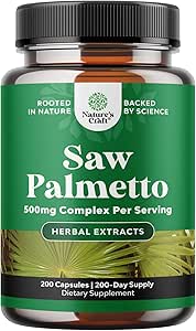 Extra Strength Saw Palmetto Extract - Advanced Herbal Complex for Hair Health and Urinary Support with Plant Sterols & Flavonoids - Poent Herbal Supplement with 500mg per Serving - 200 Caps