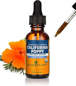 Herb Pharm Certified Organic California Poppy Liquid Extract for Calming Nervous System Support - 1 Ounce