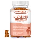 L-Lysine 1000mg Gummies, Chewable Lysine συμπλήρωμα για ενήλικες, ανοσοποιητική υποστήριξη, Collagen Formation Support, Λεμόνι Γεύση, 60 Count