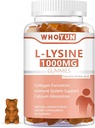 L-Lysine 1000mg Gummies, Chewable Lysine συμπλήρωμα για ενήλικες, ανοσοποιητική υποστήριξη, Collagen Formation Support, Λεμόνι Γεύση, 60 Count