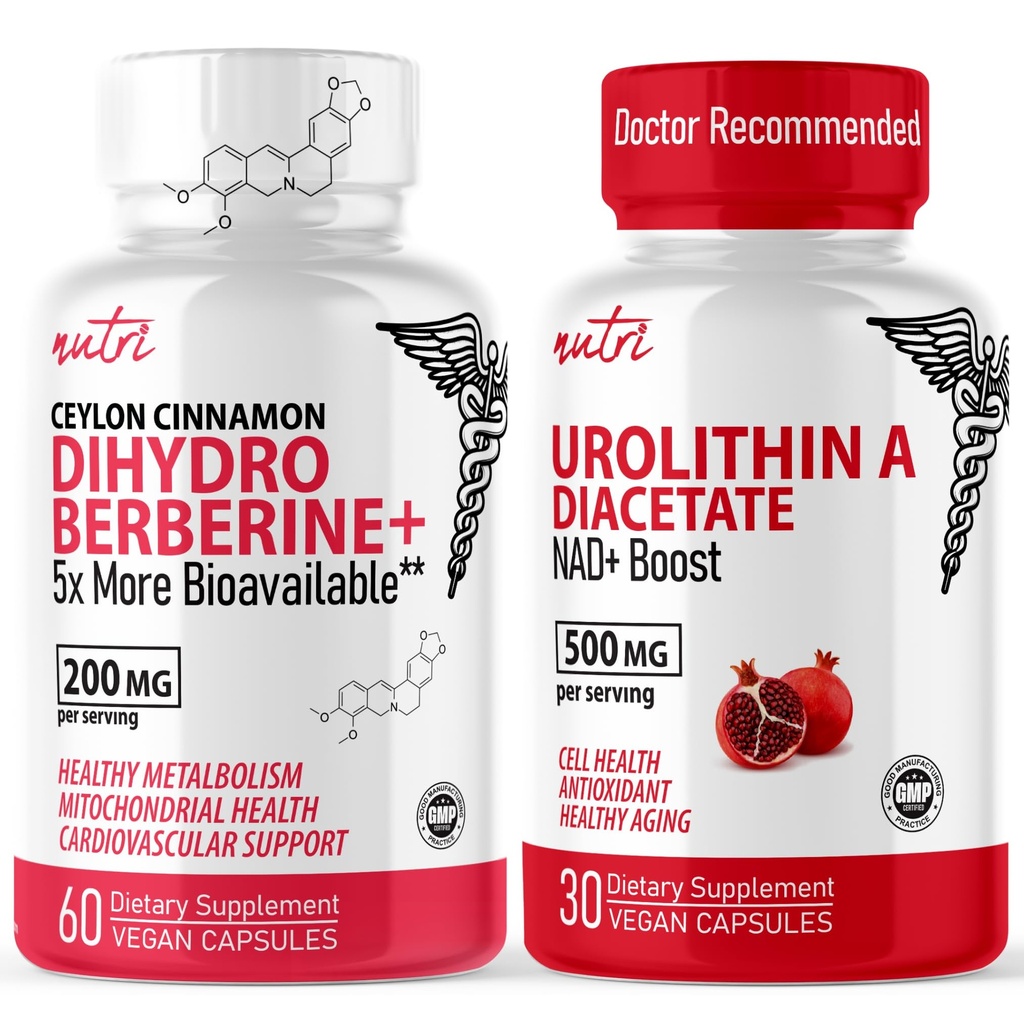 Nature's Fusions Nutri Dihydroberberine (60 Κάψουλες) & Ουρολιθίνη A Dioxic 500mg συμπλήρωμα ενισχυτή ενέργειας