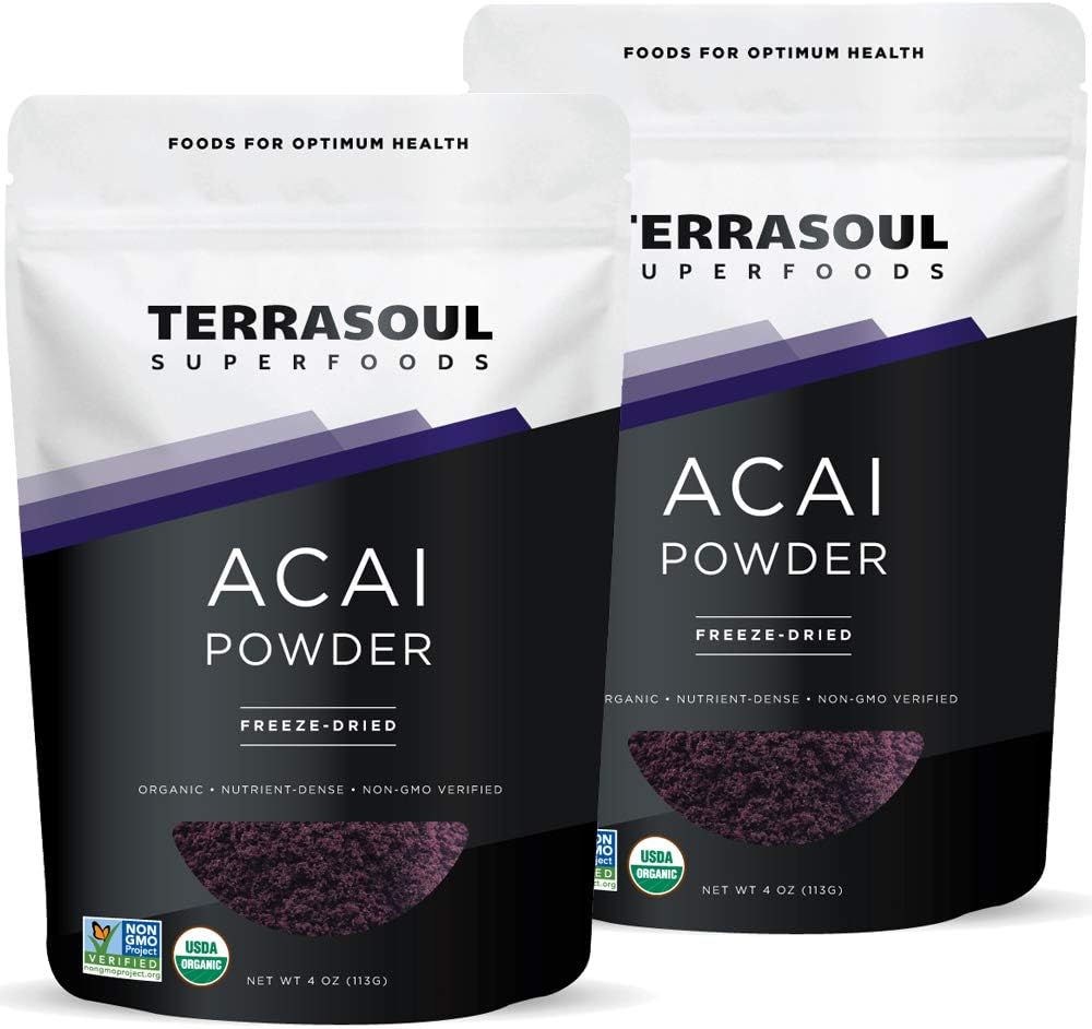 Terrasoul Superfoods Organic Acai Berry Powder, 4 Oz (Pack of 2), Freeze-Dried for Freshness, Omega Fats Boost for Smoothie Bowls, and Antioxidant-Packed Superfoods Συνταγές