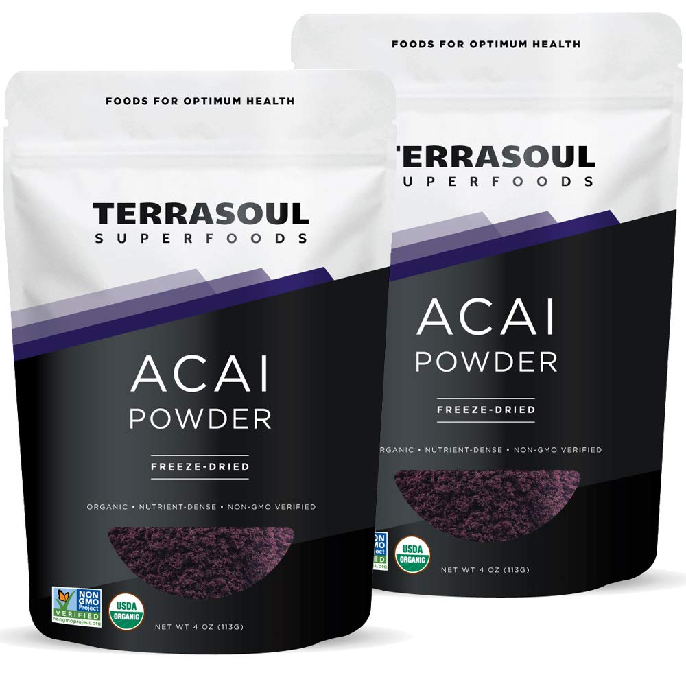 Terrasoul Superfoods Organic Acai Berry Powder, 4 Oz (Pack of 2), Freeze-Dried for Freshness, Omega Fats Boost for Smoothie Bowls, and Antioxidant-Packed Superfoods Συνταγές
