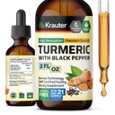 BIO KRAUTER Turmeric Supplement Βάμμα - 1200 mg Turmeric Curcumin with Black Pepper Extract - Αλκοόλ και Χωρίς Ζάχαρη - Vegan Drops 2 Fl.Oz.
