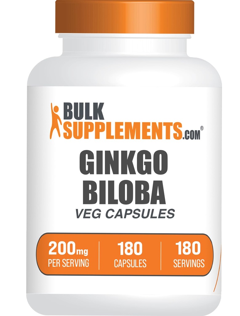 BulkSupplements.comginkgo Biloba Εκχύλισμα κάψουλες - Ginkgo Biloba πηγάζει από φύλλα, βοτανικό συμπλήρωμα - Vegan, 1 κάψουλα ανά υπηρεσία, 180 κόμη (πακέτο του 1)